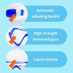 Óculos de natação para crianças Máscara de mergulho profissional de vidro temperado antiembaçante Máscaras de snorkel para natação com protetor nasal - Image 6