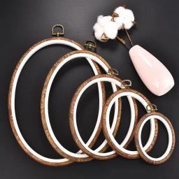 Rodada De Madeira Cor Bordado Hoop Frame Set, Ferramenta De Costura, Anéis De Argola De Plástico para DIY, Ponto Agulha Artesanato - Image 5