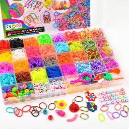 Conjunto de bandas de tear colorido criativo, pulseira arco-íris fazendo kit elástico DIY pulseiras tecidas, brinquedos artesanais para meninas, presentes de aniversário - Image 1