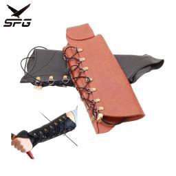Equipamento protetor de arco e flecha de couro ajustável, guarda de braço tradicional, acessórios de segurança resistentes, tiro e caça, atacado - Image 1
