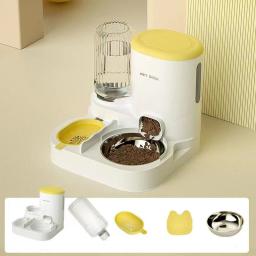 Alimentador automático do animal de estimação com grande capacidade, recipiente de alimento, alimentação de aço inoxidável tigela 2 em 1, cão e gato alimentador, fonte de água - Image 5