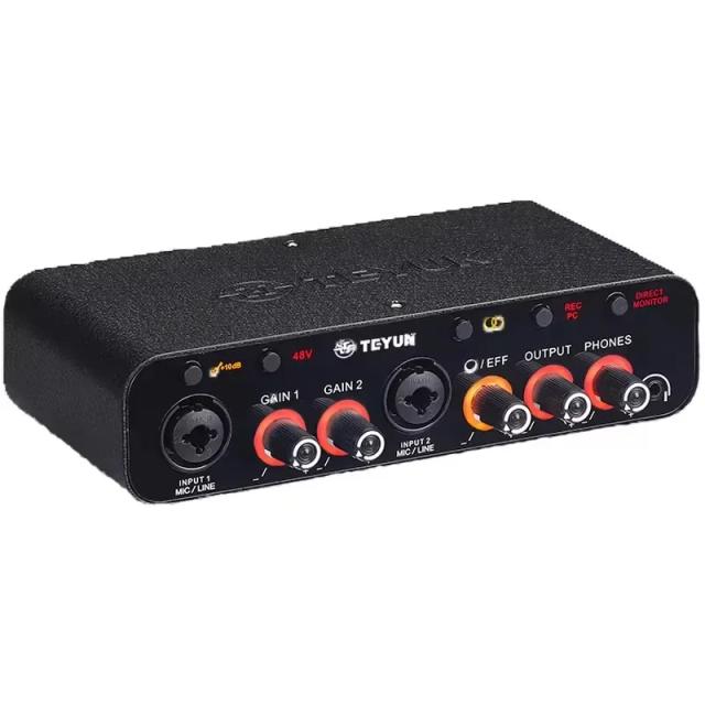Interface de Áudio Portátil TEYUN: Placa de Som Mini USB Mixer Profissional para Guitarra e Estúdio de Gravação com 2 Canais Q24 e Q22