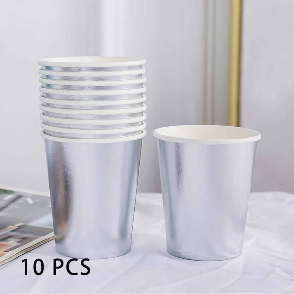 Copo de papel descartável, polpa de madeira crua, rádio espessado, festa, casamento, aniversário, talheres descartáveis, 9 oz, 250ml, 10Pcs - Image 1