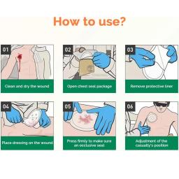 Kits de vedação de tórax ventilados, emergência médica, oclusivo, curativo de vedação de tórax, primeiros socorros, cuidados com trauma, bandagem de resgate - Image 6