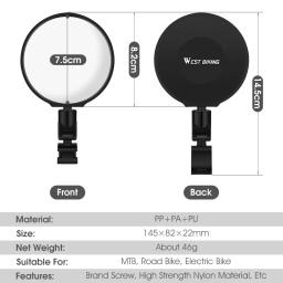West Biking-Universal Bike Espelho Retrovisor, 360 graus ajustável espelho retrovisor, acessórios de ciclismo, bicicleta guidão espelhos - Image 6