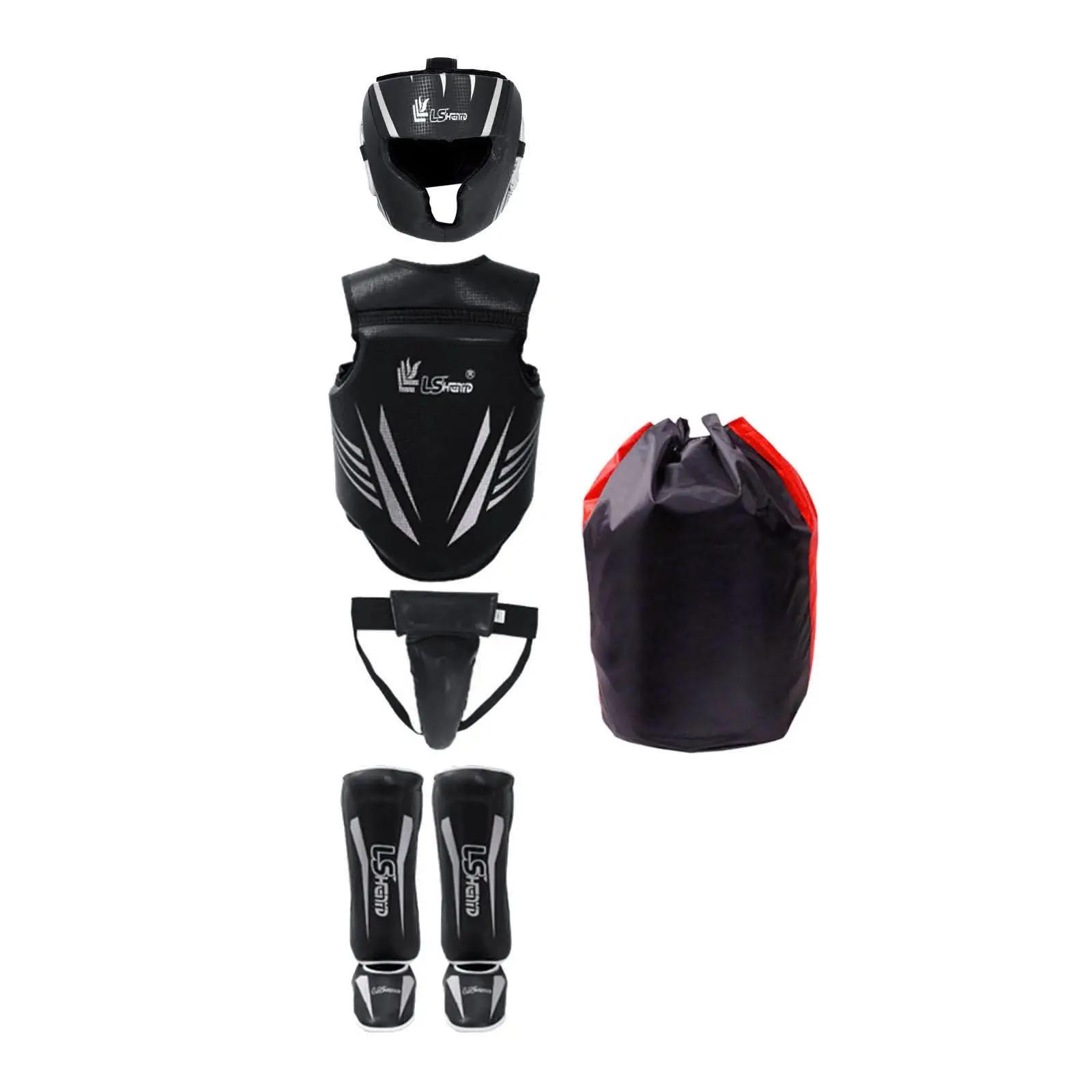 Boxe Body Protector Groin Protector, Taekwondo Proteção Gear para Grappling Muay Thai, Home Gym Fitness Exercício, 5 pcs - Image 5