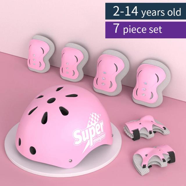 Equipamento de Proteção Infantil Completo: Capacete e Protetores de Joelho, Cotovelo e Mão para Meninos e Meninas de 2 a 14 Anos