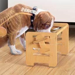 Tigelas de bambu ajustáveis para cães, Dog Feeder Stand, tigelas de aço inoxidável para cachorros e gatos, acessórios para animais de estimação - Image 1