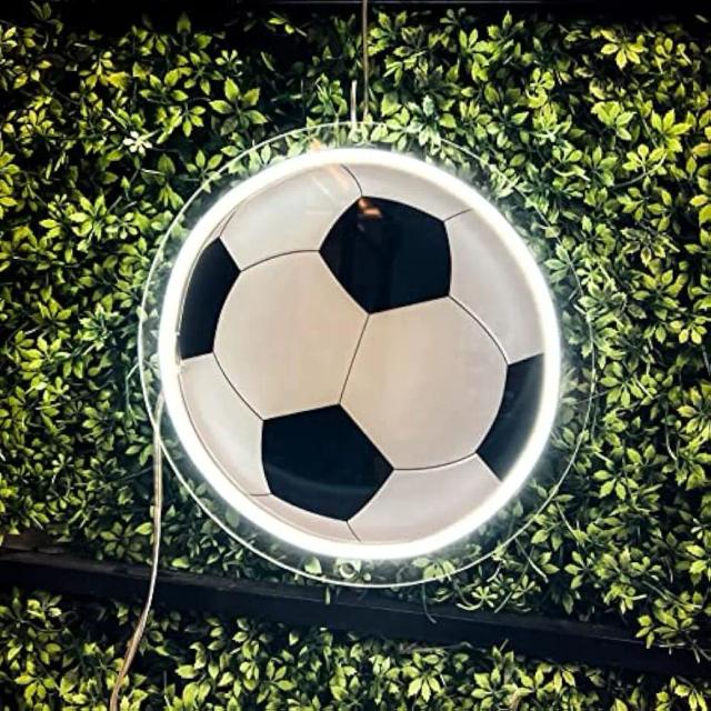 Placa de Neon Impresso UV de Futebol para Decoração de Quarto e Parede com Luz LED