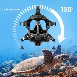 Máscara de mergulho 180 ° vista panorâmica da máscara de mergulho da cara completa com montagem da câmera máscara subaquática do snorkel da natação máscara de mergulho - Image 1
