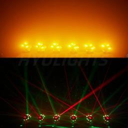 Cabeça dupla LED Beam e Strobe e Laser, 3in 1 cabeça móvel, vermelho dourado brilhante e verde, efeito estrela do laser, 140W, 8x12W, RGBW, 8x5W - Image 6