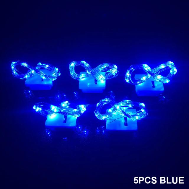 Luzes LED Inteligentes para Decoração de Natal e Casamento com Efeitos Rápidos e Lentos - 5 Peças com Bateria de 3 Botões