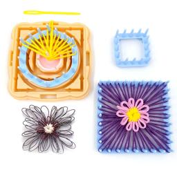 Flor manual de tricô máquina diy lã malha ferramenta quadrado conjunto camisola agulha tricô ferramenta flores bola crocheting máquinas - Image 2