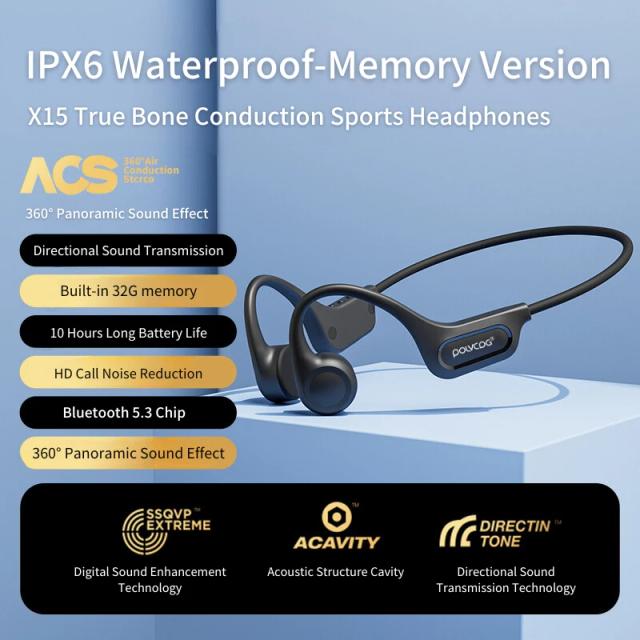 Fones de Ouvido Bluetooth POLVCDG com Memória de 32 GB para Exercícios, Ciclismo e Resistência à Água IPX6