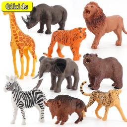 Animais selvagens colecionáveis Brinquedos, modelo do jardim zoológico, tigre, leão, elefante, girafa, rinoceronte, presente animal da floresta para crianças pequenas, novo - Image 1