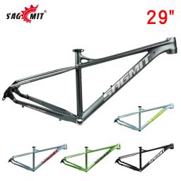 Sagmit mtb quadro de bicicleta liga alumínio através do eixo 29 polegada mountain bike 142x12mm hardtail frameinternal cabo roteamento freio a disco - Image 1