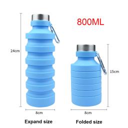 Garrafa de silicone retrátil portátil, garrafa de água dobrável, viagem ao ar livre, corrida, copo bebendo, esportes, 500ml, 550ml - Image 6
