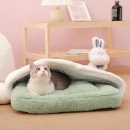Almofada para animais de estimação com travesseiro, aconchegante ninho de gato, canil, cama lavável, produtos para cães e gatos pequenos, inverno - Image 4