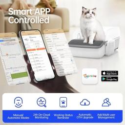 Caixa automática para gatos, caixa de areia com controle inteligente de aplicativos, 7L, extra grande, remoção de odores, fezes antiaderentes - Image 5