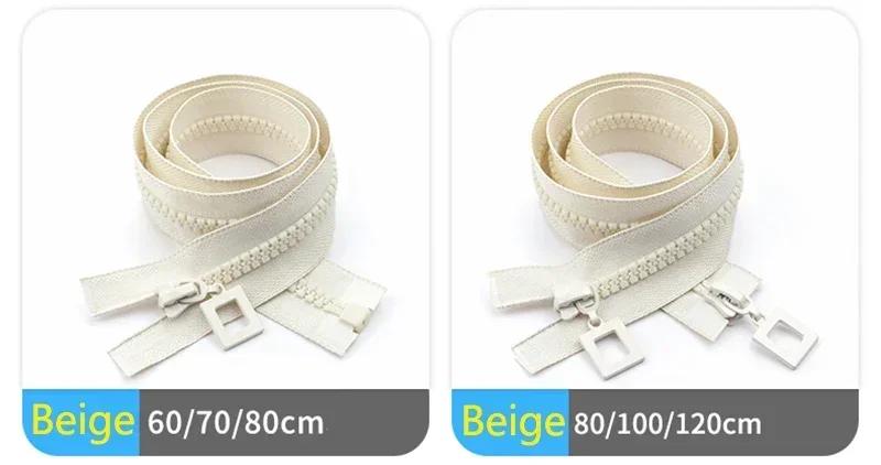 Zíperes de resina para jaqueta e roupas, Acessórios de costura, Acessórios de costura, Único, Duplo Slider, Kit de reparo Zip, 8 #, 60-120cm, 1Pc - Image 1