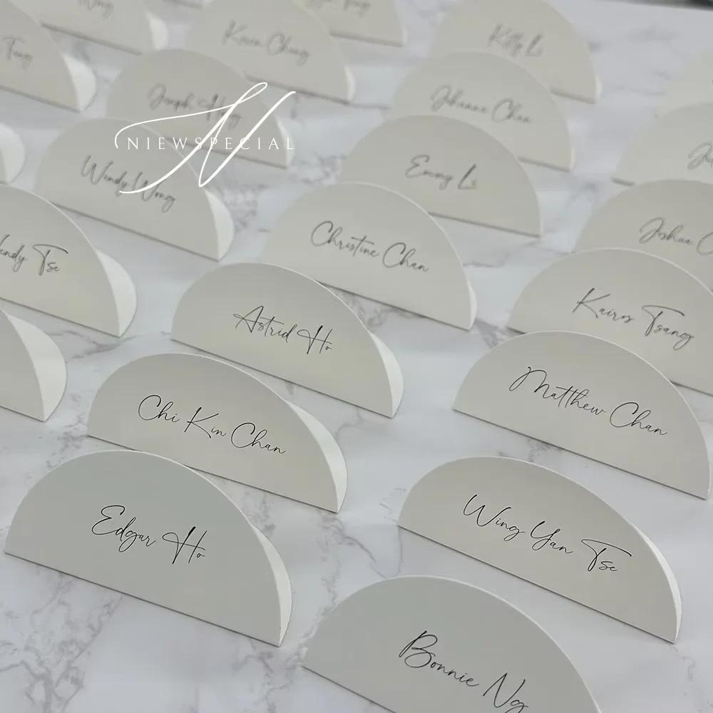 Cartão de lugar com nomes de convidados, estilo minimalista, cartões de lugar de casamento personalizados, decoração de casamento, nude rosa/branco - Image 1