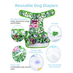 Calças fisiológicas sanitárias para animais, fraldas para cães altamente absorventes, estampado floral, saia, princesa, fraldas para cães femininos, menina - Image 3