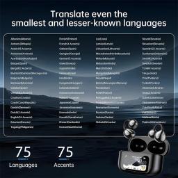 Fones de Ouvido UYUXIO com Tradução de Idiomas em Tempo Real para 150 Idiomas, Tradutor OWS com Tela Touch LCD - Image 6