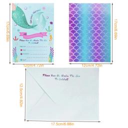 Sereia temático aniversário convite convites, 12 Envelopes, Girls Party Supplies - Image 6