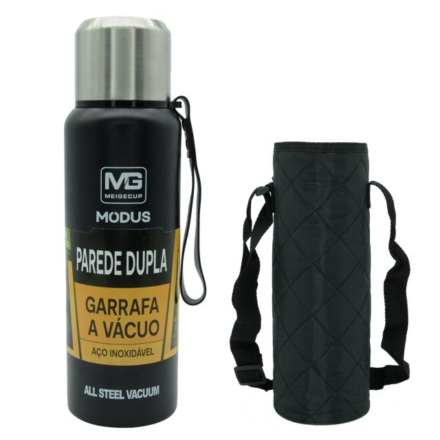 Garrafa Térmica Portátil de Aço Inoxidável 1000/1500ml com Isolamento a Vácuo e Saco para Atividades ao Ar Livre