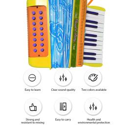 Fivela de acordeão de botão leve, coordenação olho-mão, palco, instrumento musical para iniciantes, mini, 20 teclas, 16 graves - Image 4