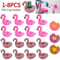 PVC Flamingo Cup Holder, bandeja inflável Drinkware, decoração do partido, brinquedos de piscina, suporte para copo de água para piscina, 1-8pcs - Image 1