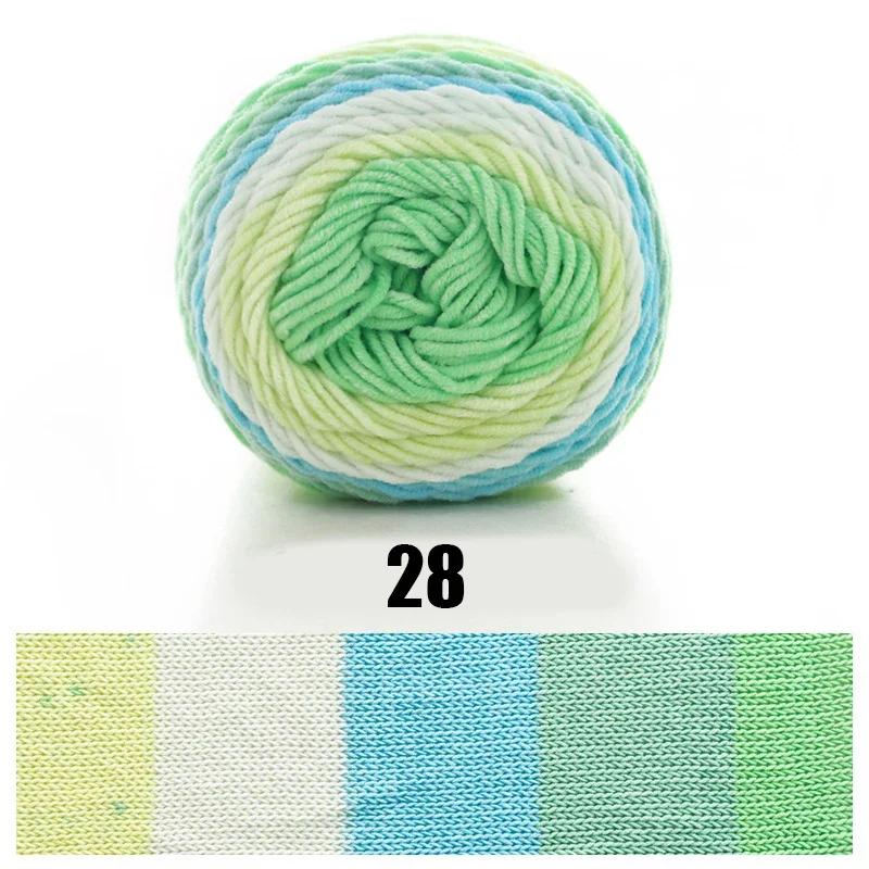 Fio de algodão de malha manual DIY, Rainbow Cake Yarn, tingimento de segmento, 5 fios de leite, 100g, 1PC - Image 1