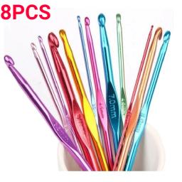 Alumínio Knitting Agulhas com Metal Handle, colorido Crochet Gancho, única cabeça, Yarn Crafts, DIY Vestuário, 8pcs - Image 1