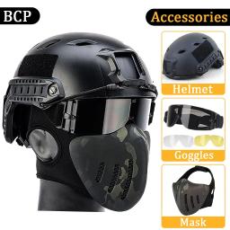 Capacete de Airsoft tático com máscara e óculos de três cores, conjuntos protetores de rosto inteiro, caça Paintball, tiro ao ar livre, CS - Image 2
