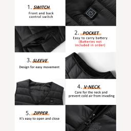 Auto-aquecimento jaqueta térmica para homens e mulheres, 16 áreas, usb colete aquecido, roupas quentes, lavável, pesca, camping, inverno - Image 4