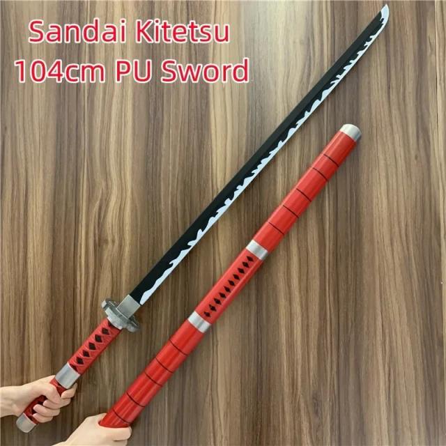 Espada Samurai Preto Zoro de Lei Trafalgar para Cosplay - Katana de Segurança PU de 104 cm, Atraente Acessório Ninja para Brincadeiras e Cosplays