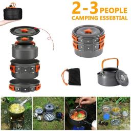 Kit de Panelas de Acampamento Portátil Dobrável, Utensílios De Alumina Dura, Equipamento De Economia De Espaço, Resistência Ao Calor Para 2-3 Pessoas, Piquenique - Image 5