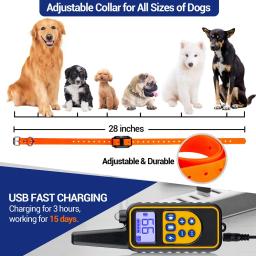 Recarregável impermeável Dog Training Collar, 800 jardas, Médio, Grande, Sistema Eletrônico de Treinamento, Suporte 3 Cães, Rodadas de Choque Stop - Image 5