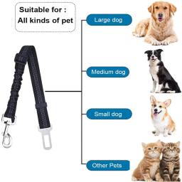 Cinto de segurança para cães, Arnês para cães, Ajustável, Durável, Nylon, Refletivo, Tecido Bungee, Tether, Suprimentos de viagem de carro - Image 5