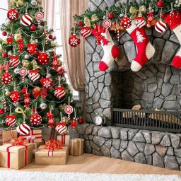 12pçs 24 peças 36 peças decorações suspensas de natal bola de natal bastão de doces pirulito enfeites de árvore de madeira para festa de feriado em casa - Image 3