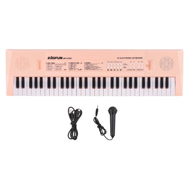 Piano Teclado Eletrônico com Microfone, Dual Power, 61 Teclas e 6 Músicas de Demonstração