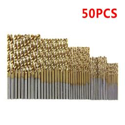 Brocas de aço de alta velocidade Ti-Plated, Brocas de titânio revestido, Ferramentas elétricas de alta qualidade, 50 PCs, 1mm, 1.5mm, 2mm, 2.5mm, 3mm - Image 1
