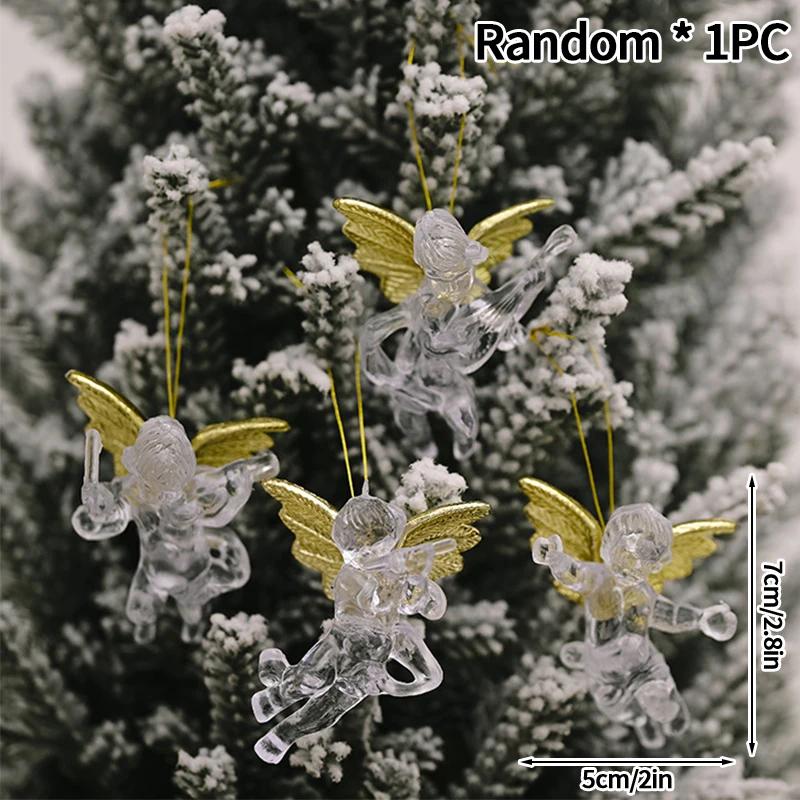 Decoração de natal ornamento anjo transparente árvore de natal pendurado pingente festa cena decoração cref decoração para casa crianças presente - Image 1