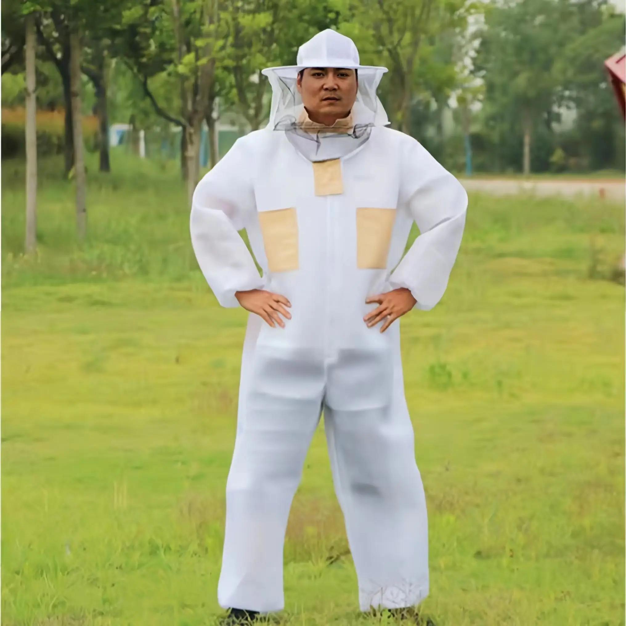 Fato protetor de peça única com chapéu, malha 3D espessada, respirável e legal, terno repelente de abelhas de camada dupla, conjunto completo - Image 1