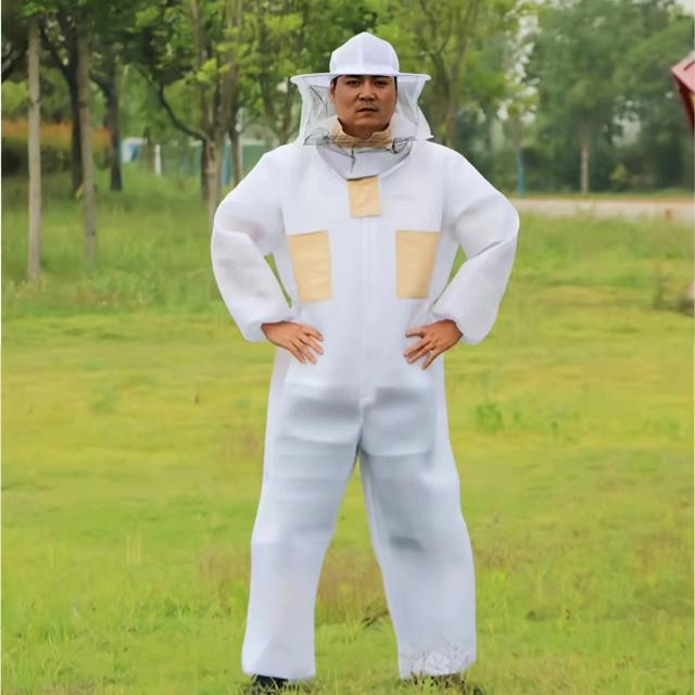 Conjunto Completo de Fato Protetor com Chapéu em Malha 3D Respirável e Repelente de Abelhas, Peça Única em Camada Dupla