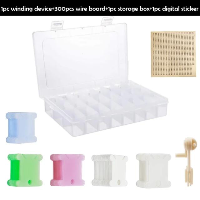 Conjunto de Bobinas de Plástico com Enrolador, Cartão de Linha e Fios de Bordar em Múltiplas Cores - Organizador DIY para Costura.