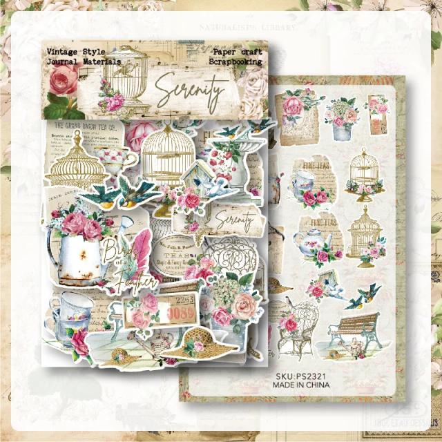 Coleção de 40 Adesivos Vintage KSCRAFT para Planejamento, Scrapbooking e Journaling