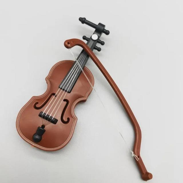 Mini violino de madeira artesanal para decoração de casa e miniaturas de bonecas