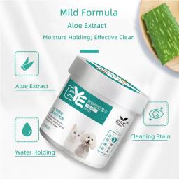 Gatos ou cães olhos/orelhas aloe remover manchas de lágrima toalhetes pet rasgo limpeza tecido toalhas de papel para animais de estimação olho toalhetes molhados limpo suprimentos - Image 5