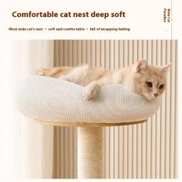 Torre compacta de madeira maciça para gatos com poste para arranhar e poleiro, casa aconchegante para economizar espaço para casa - Image 2